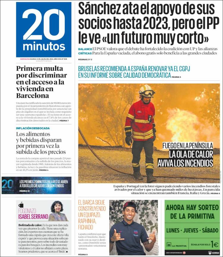 Portada de 20 Minutos - Barcelona (Spain)