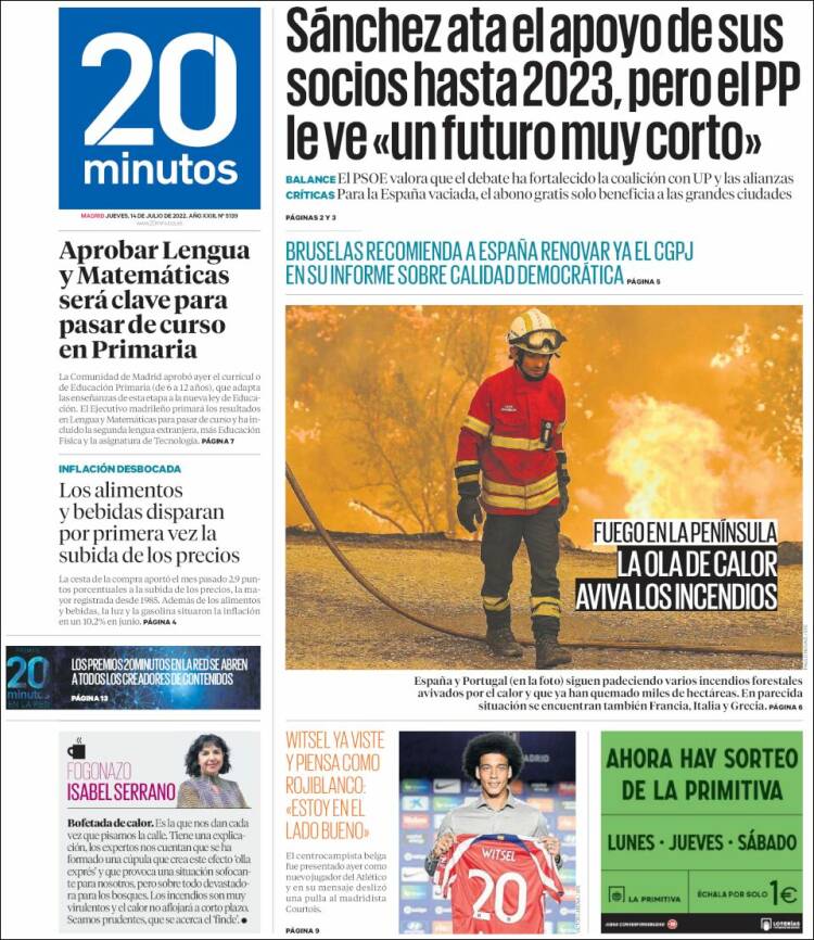 Portada de 20 Minutos - Madrid (Spain)