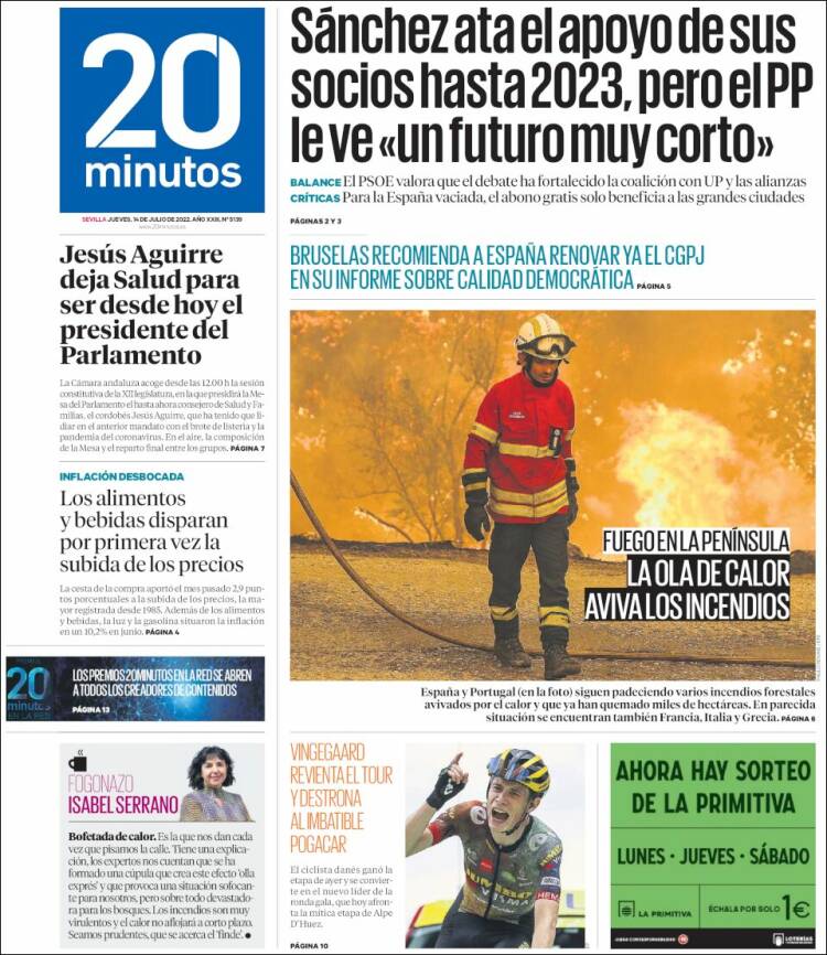 Portada de 20 Minutos - Sevilla (Spain)