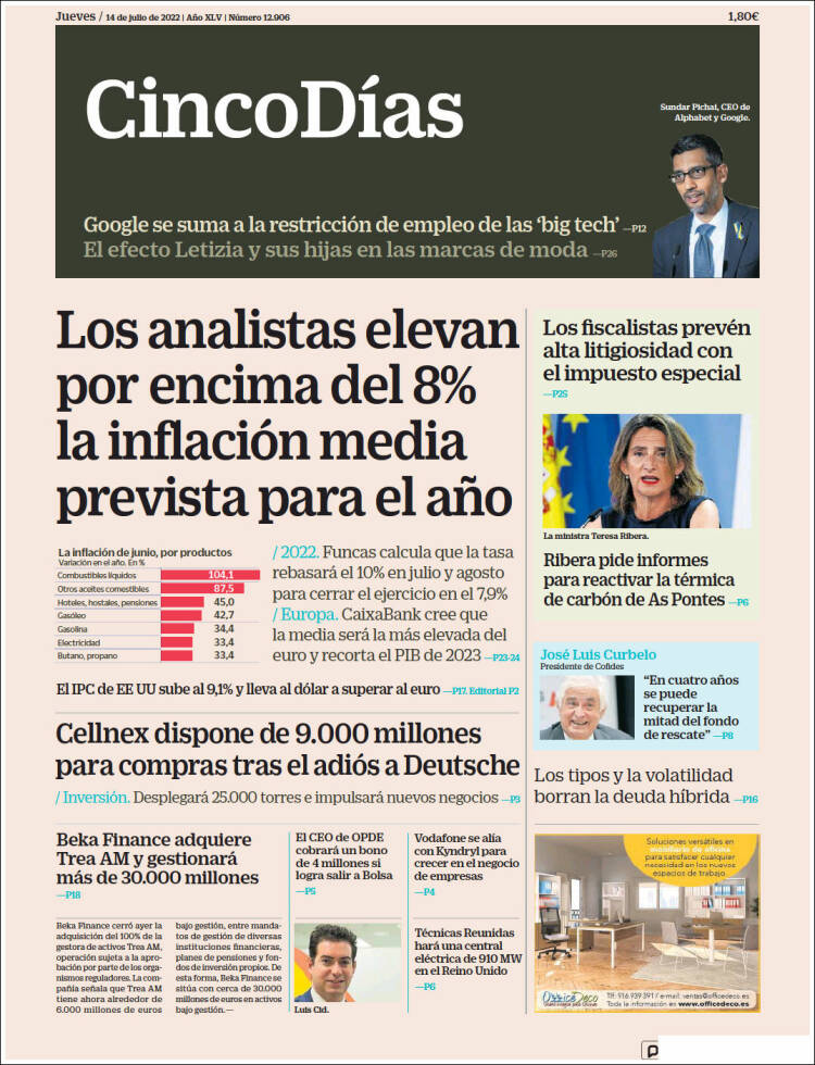 Portada de Cinco Días (Espa&ntilde;a)