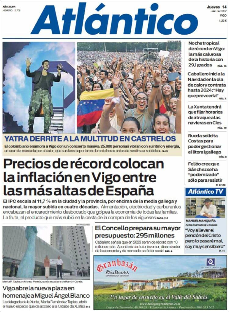 Portada de Atlántico Diario (Spain)