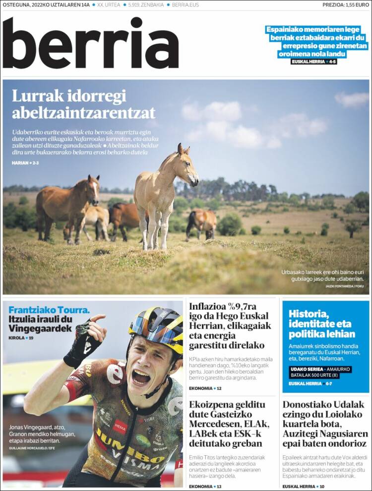 Portada de Berria (Spain)