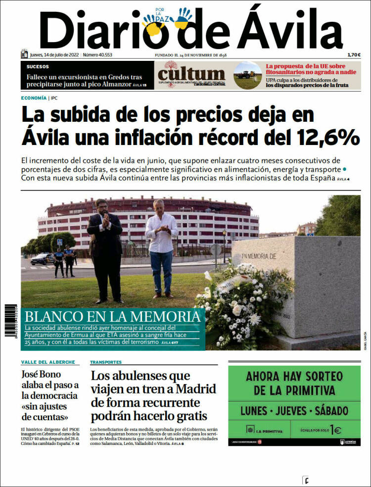 Portada de Diario de Ávila (Spain)