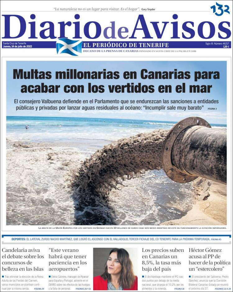 Portada de Diarios de Avisos (Spain)