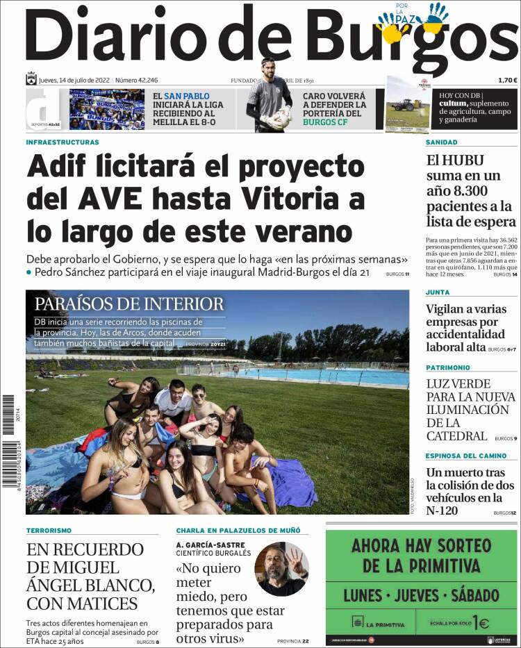 Portada de Diario de Burgos (Spain)