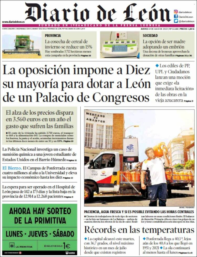 Portada de Diario de León (Spain)