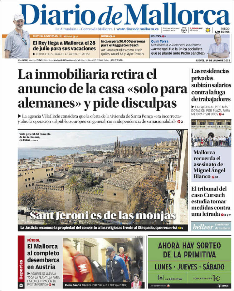 Portada de Diario de Mallorca (Spain)