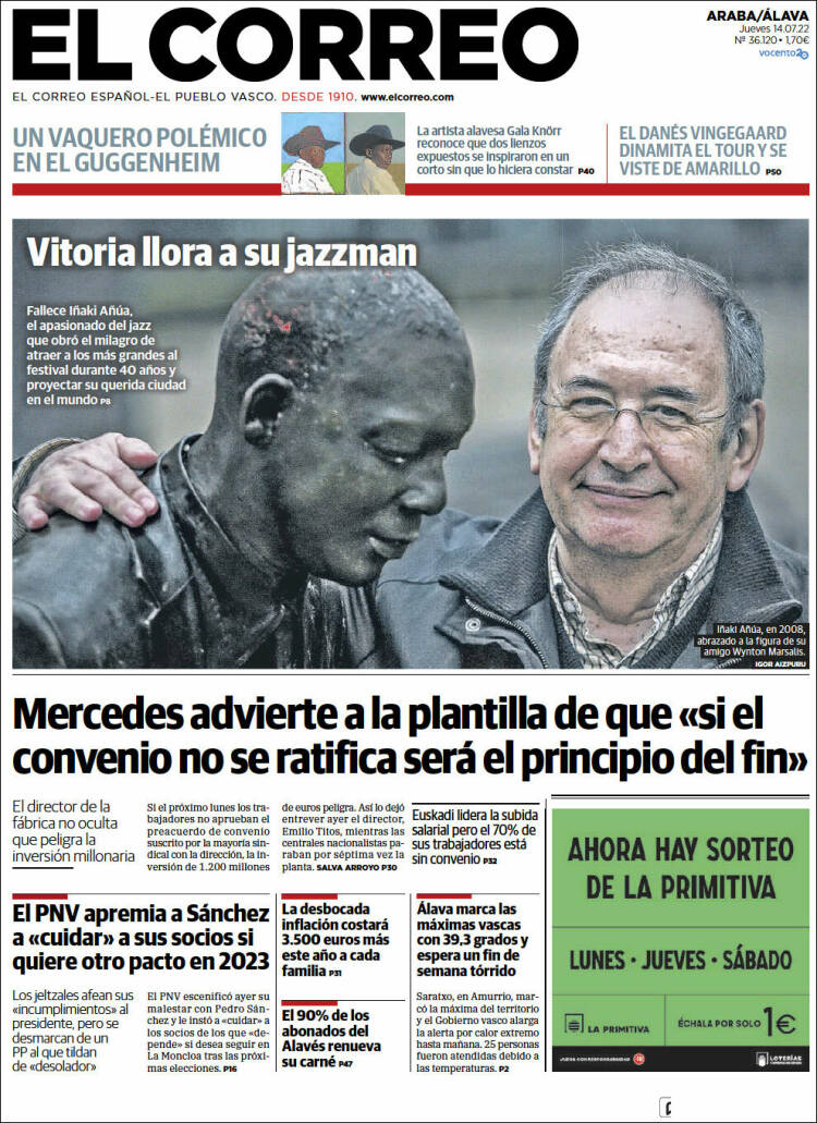 Portada de El Correo - Álava (Spain)