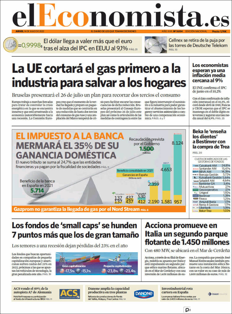 Portada de El Economista (Espa&ntilde;a)