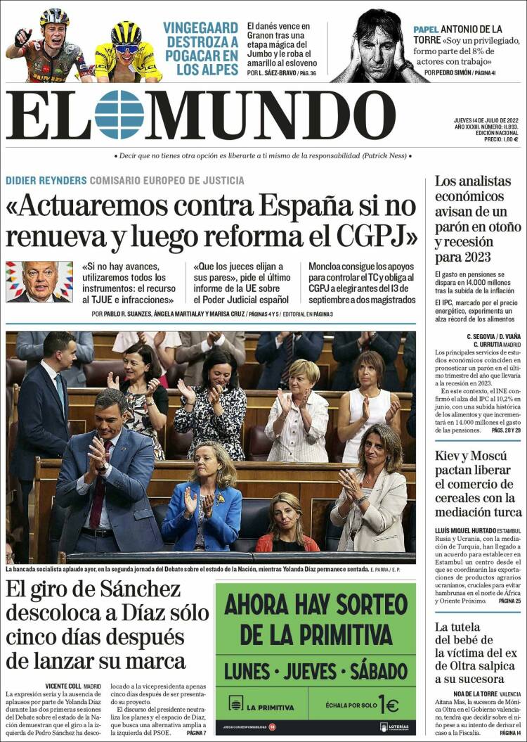 Portada de El Mundo (Spain)