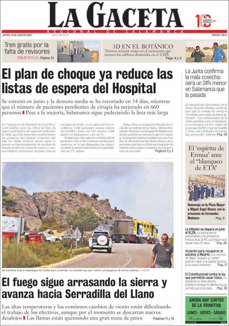 Portada de La Gaceta de Salamanca (Spain)