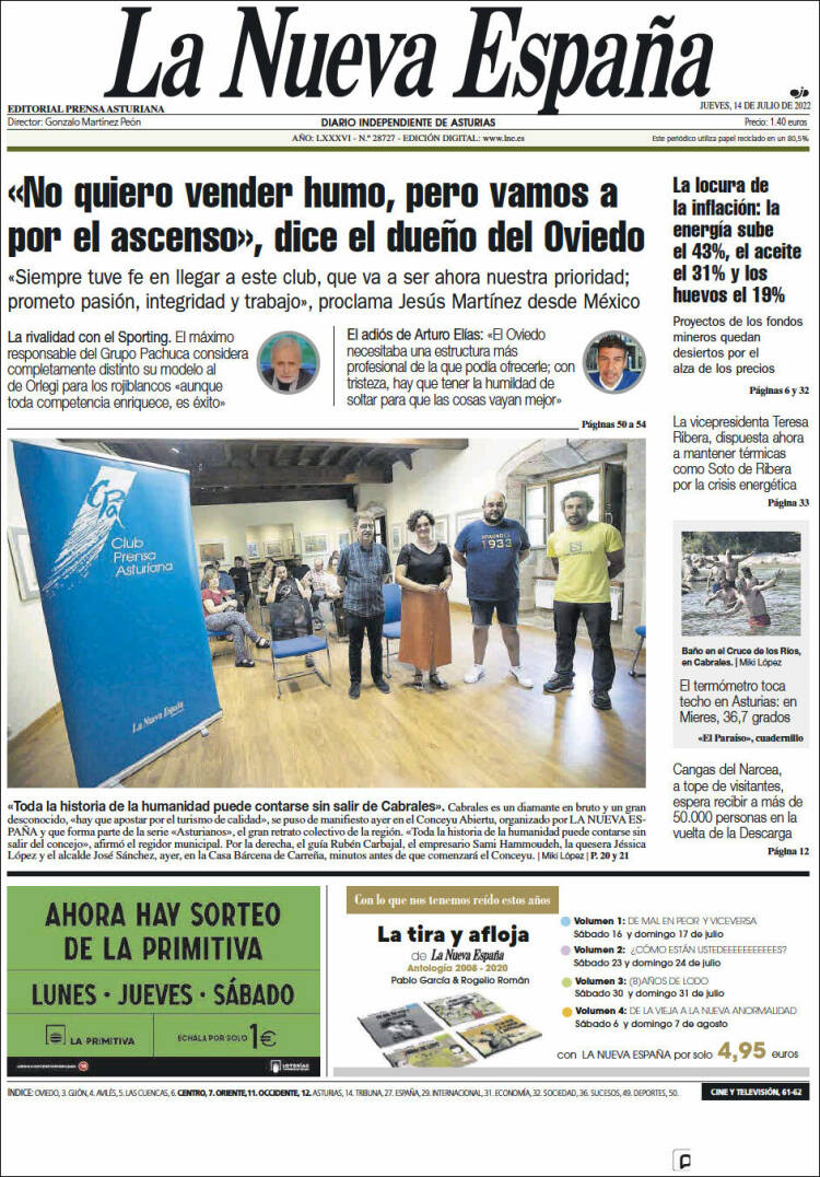 Portada de La Nueva España (Spain)