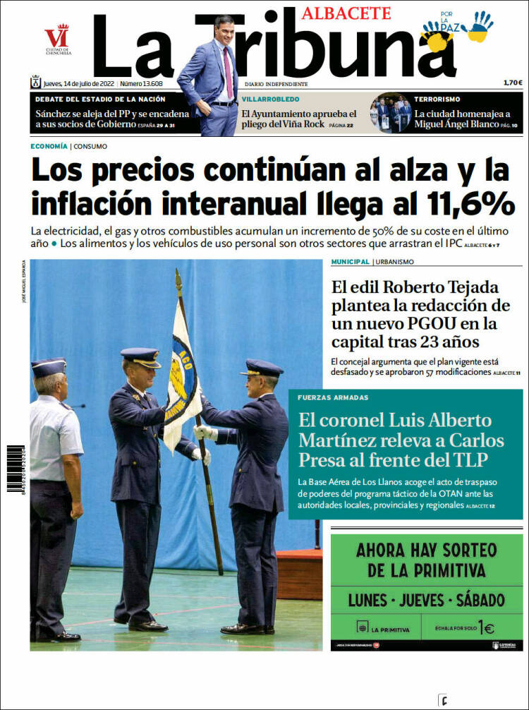 Portada de La Tribuna de Albacete (Spain)