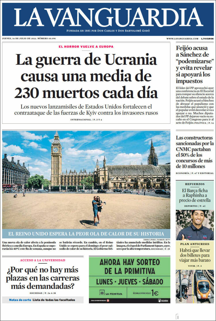 Portada de La Vanguardia (Spain)