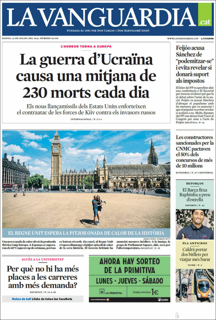 Portada de La Vanguardia (Spain)