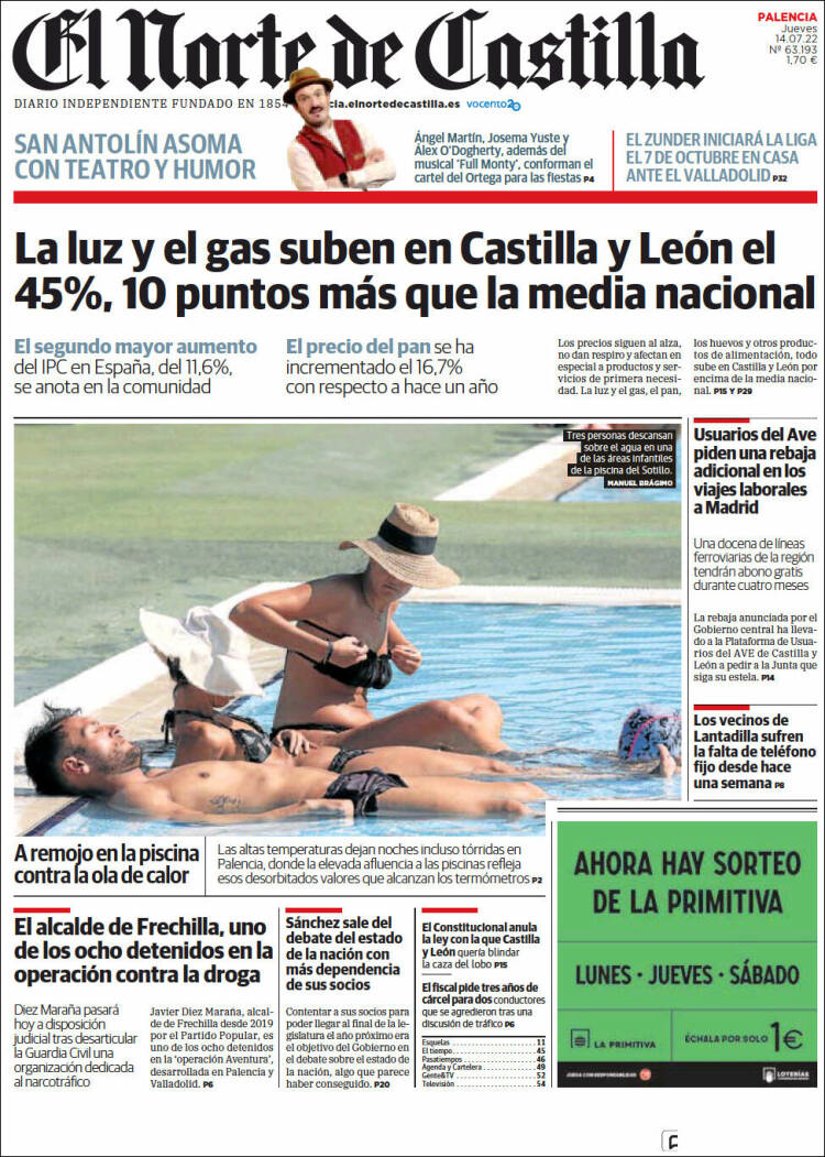 Portada de Norte de Castilla - Palencia (Spain)