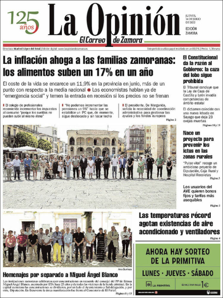 Portada de La Opinión - El Correo de Zamora (Spain)