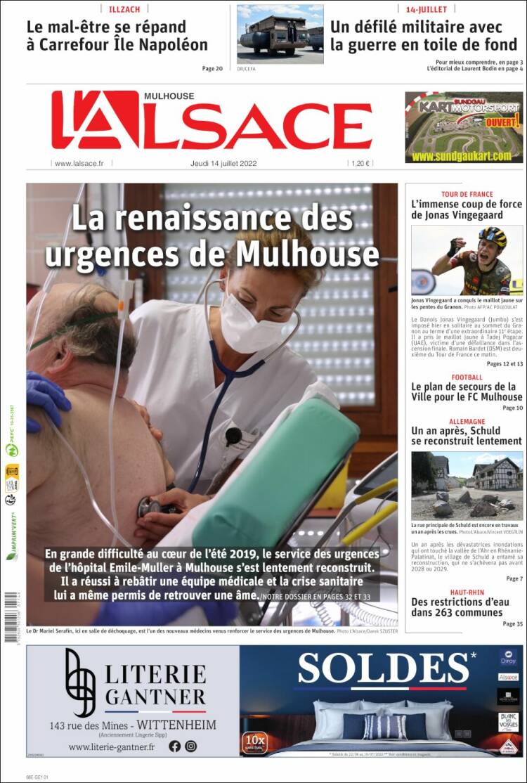 Portada de Journal L'Alsace (Francia)