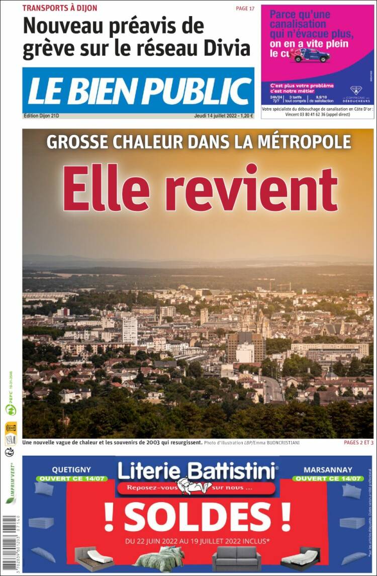 Portada de Le Bien Public (Francia)
