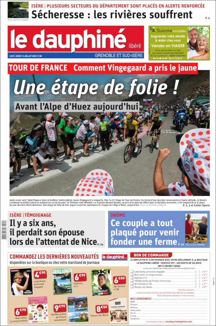 Portada de Le Dauphiné Libéré (Francia)