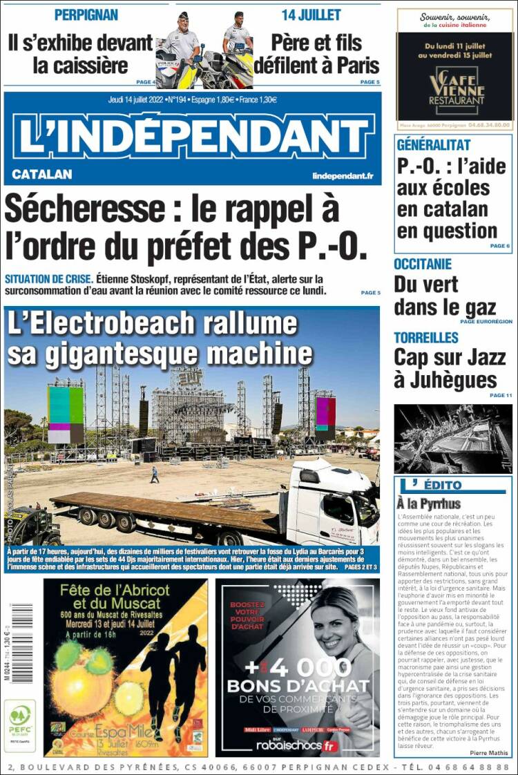 Portada de Le Indépendant (Francia)
