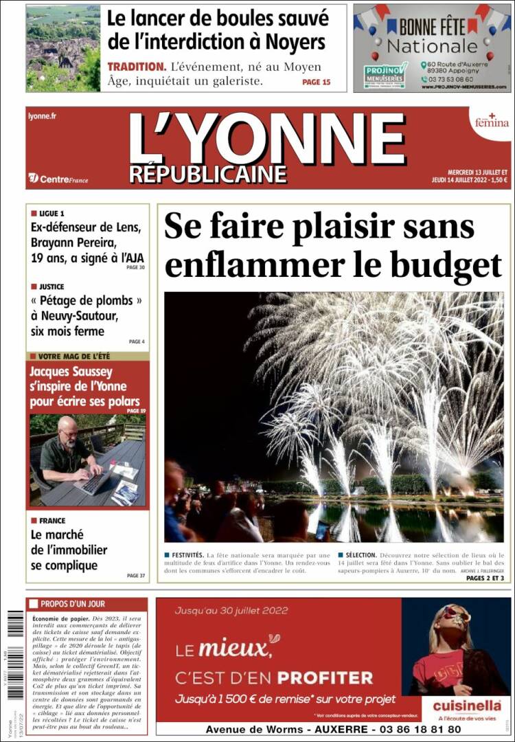 Portada de L'Yonne-Républicaine (Francia)