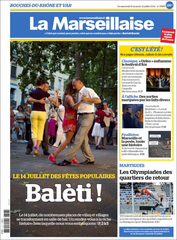 Portada de La Marseillaise (Francia)