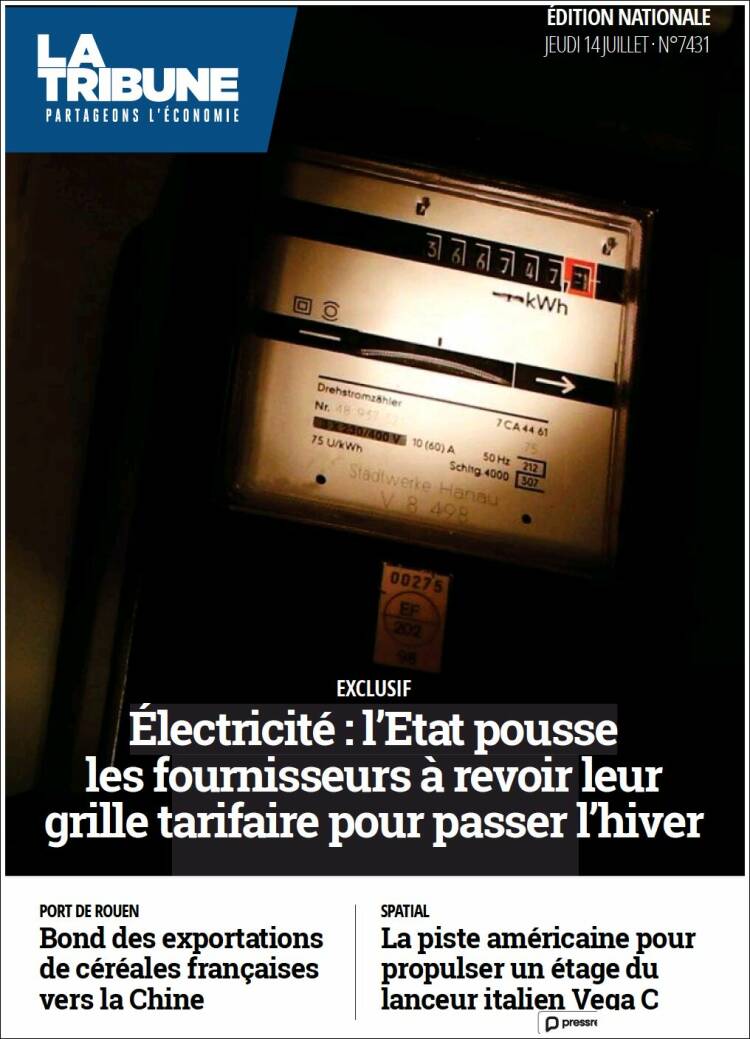 Portada de La Tribune (Francia)