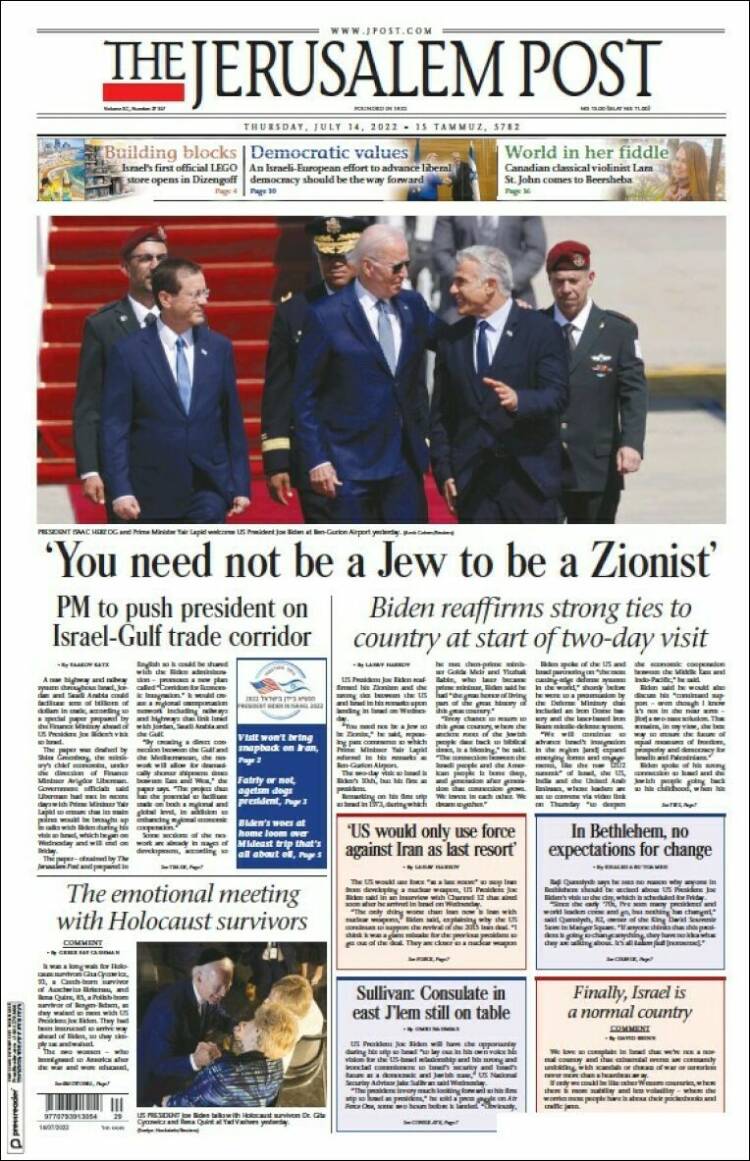 Portada de The Jerusalem Post (Israel)