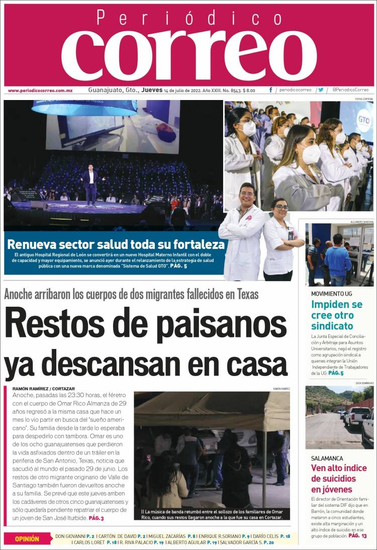 Portada de Correo - El diario del Estado de Guanajuato (M&eacute;xico)