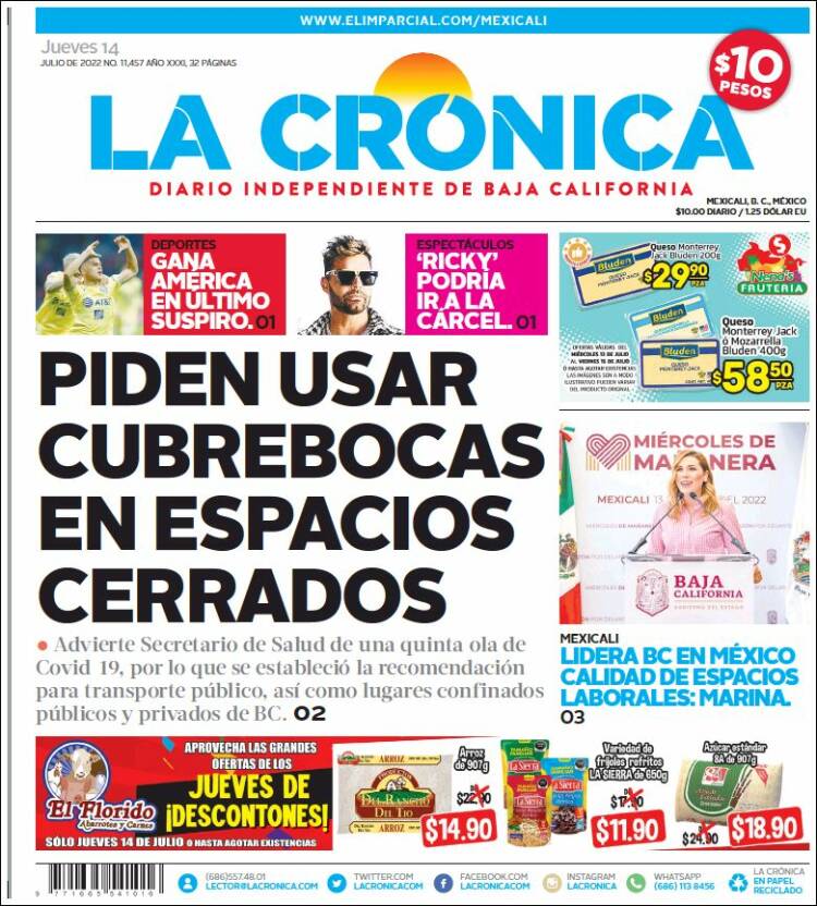 Portada de La Crónica de Baja California (M&eacute;xico)