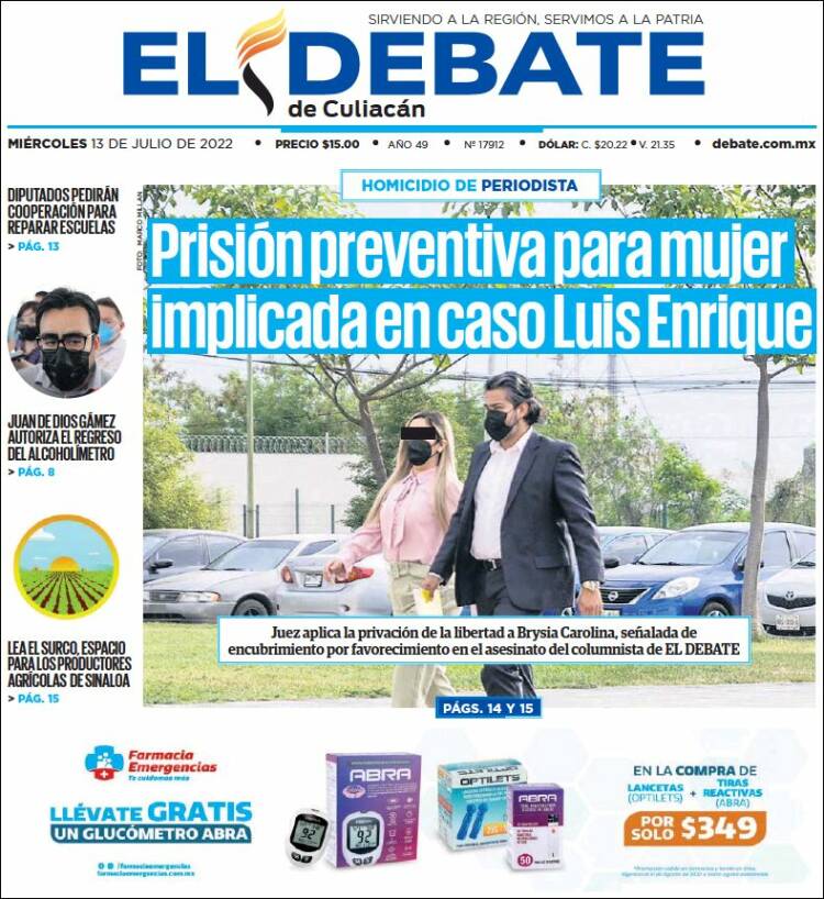 Portada de El Debate de Culiacán (M&eacute;xico)