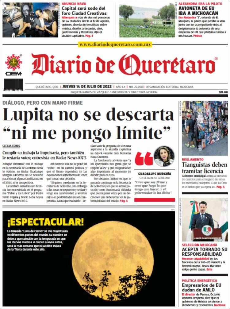 Portada de Diario de Querétaro (M&eacute;xico)