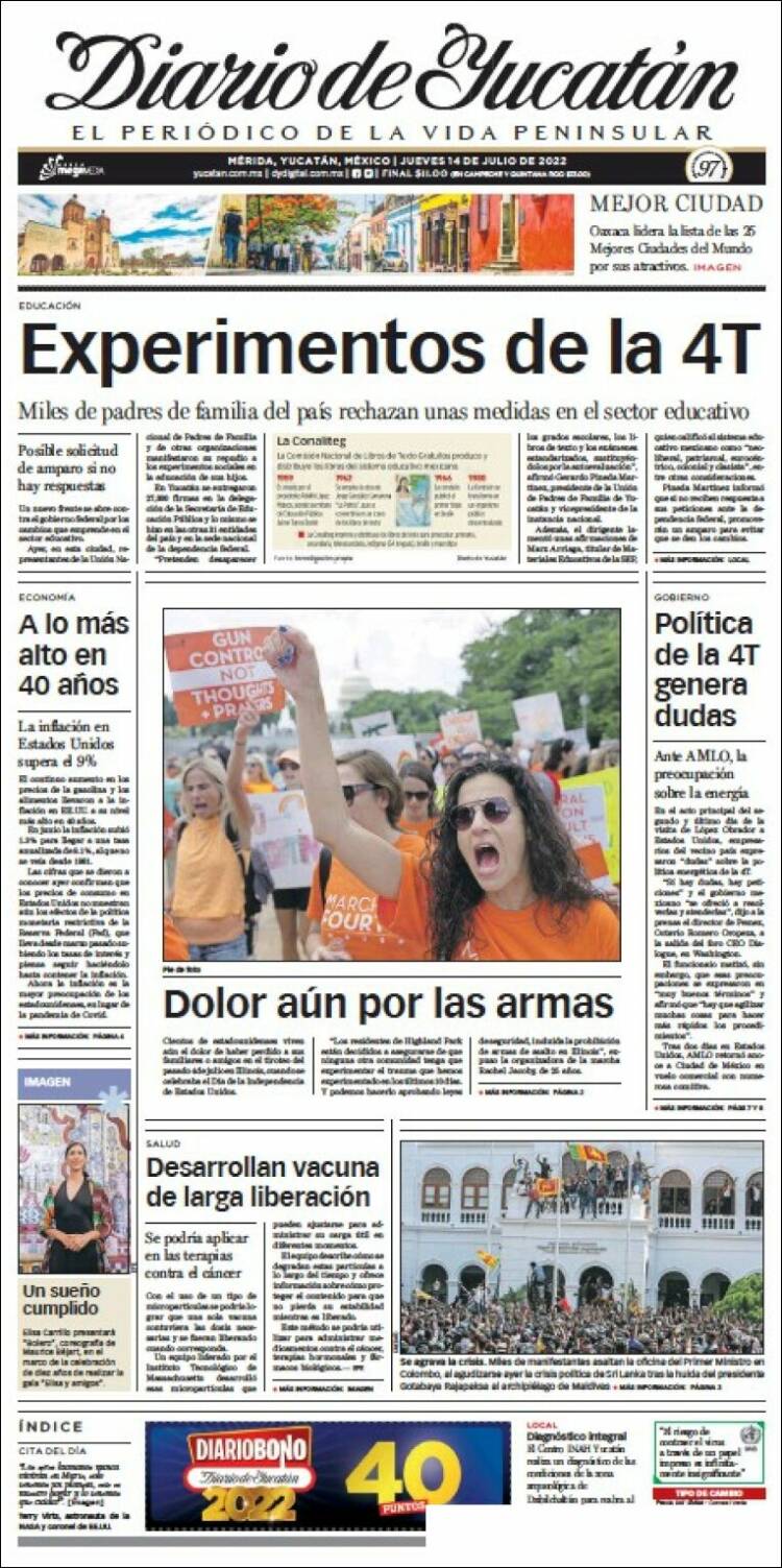 Portada de Diario de Yucatán (M&eacute;xico)