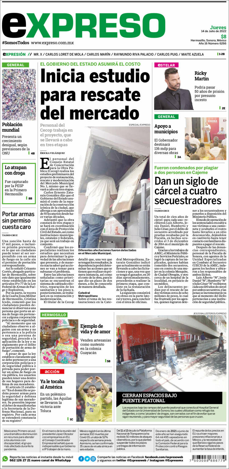 Portada de Expreso (M&eacute;xico)