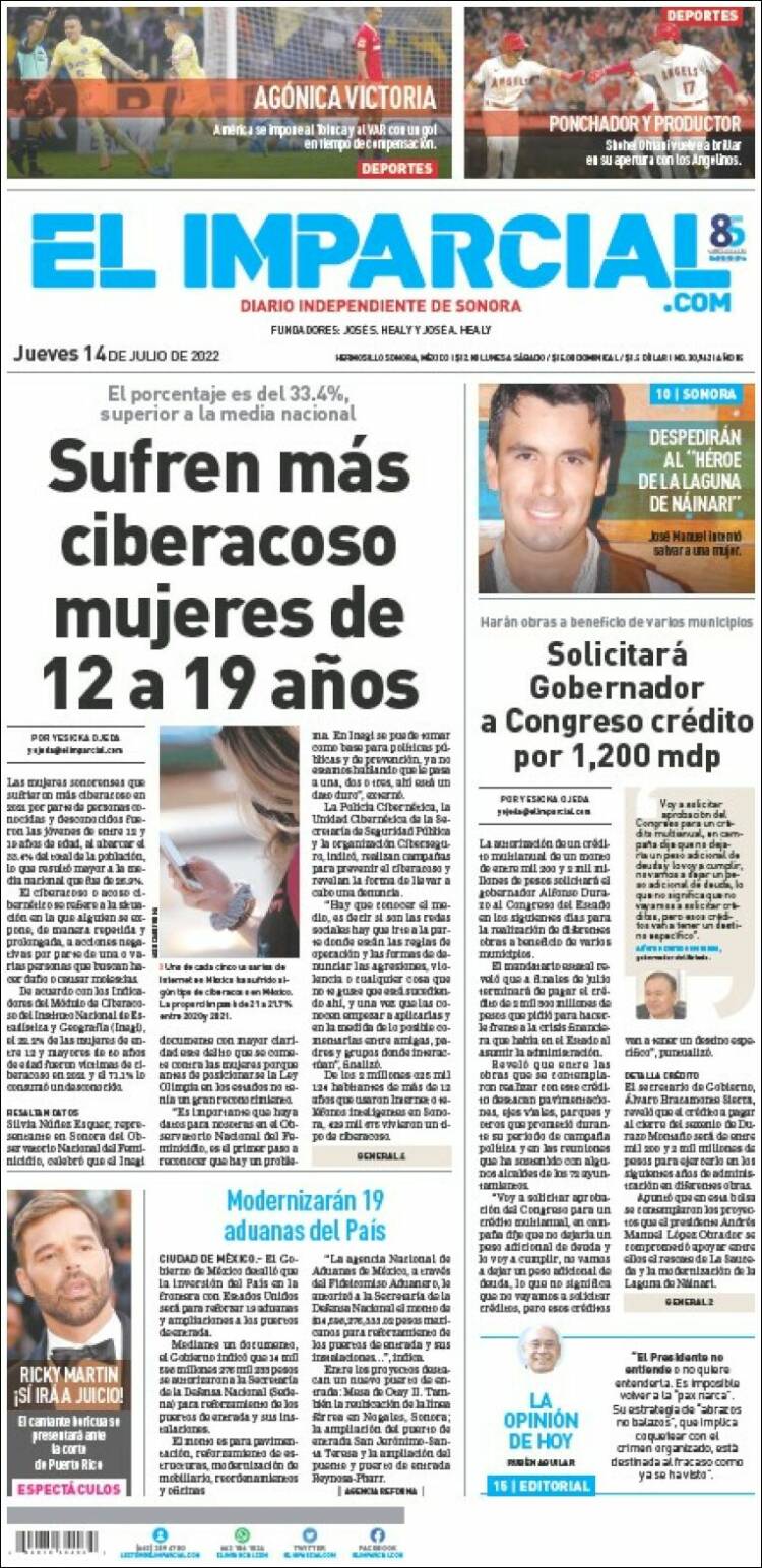 Portada de El Imparcial (M&eacute;xico)