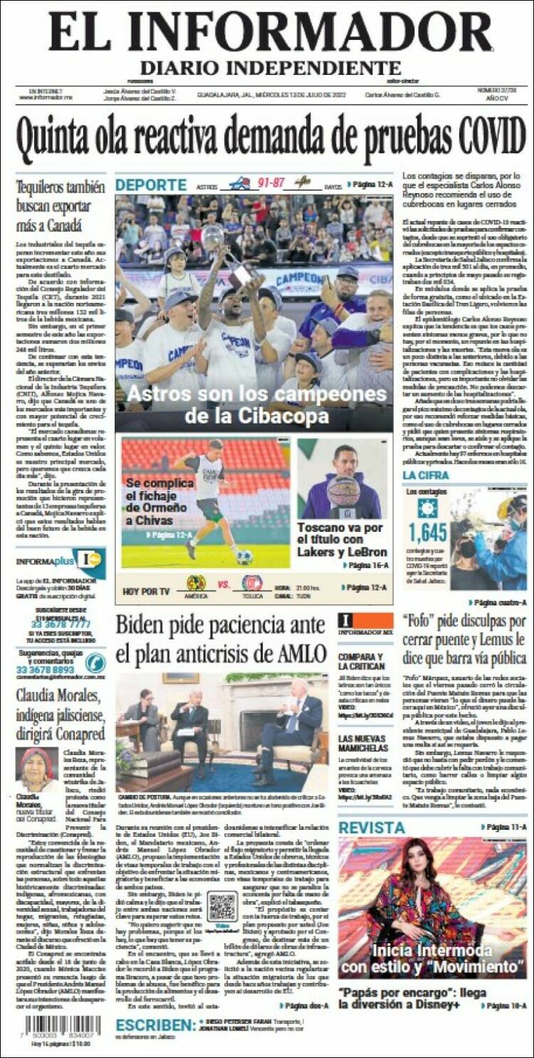 Portada de El Informador (M&eacute;xico)
