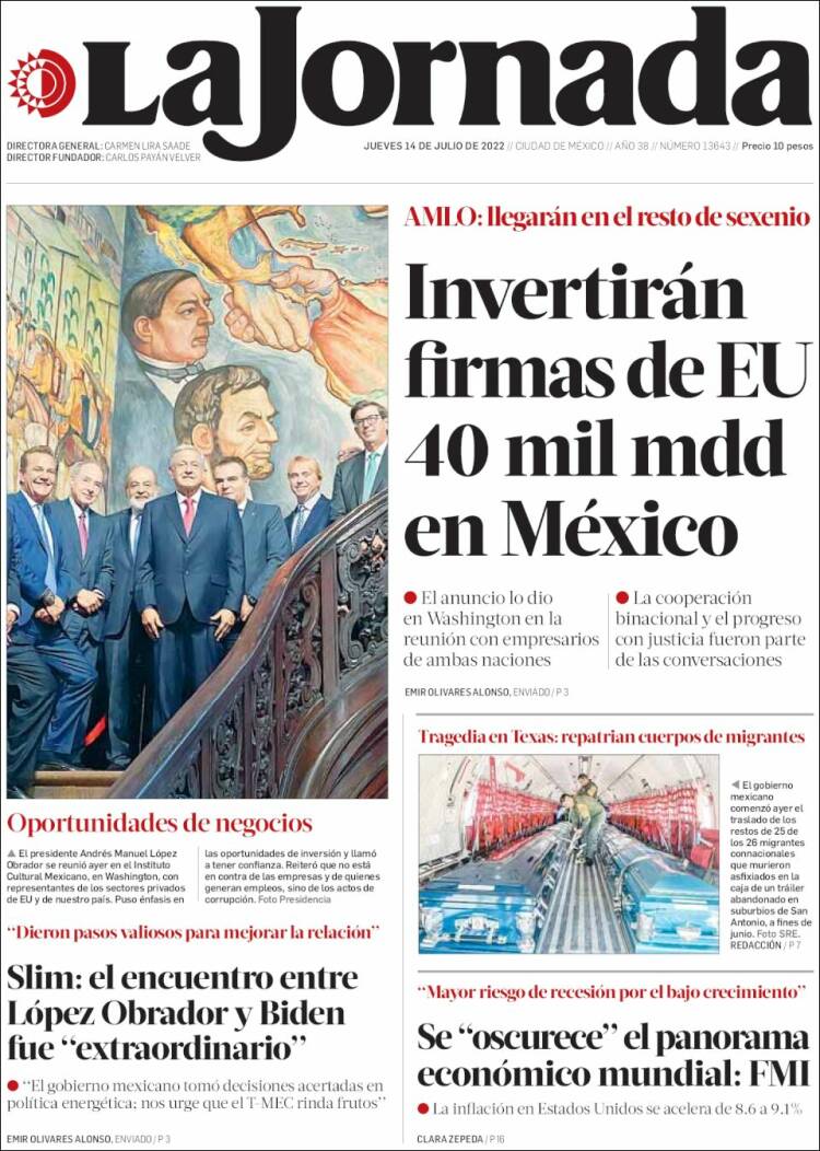 Portada de La Jornada (M&eacute;xico)