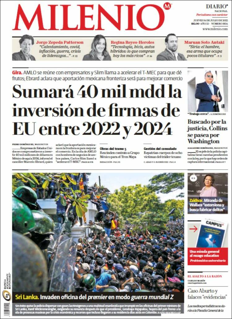 Portada de Milenio (M&eacute;xico)