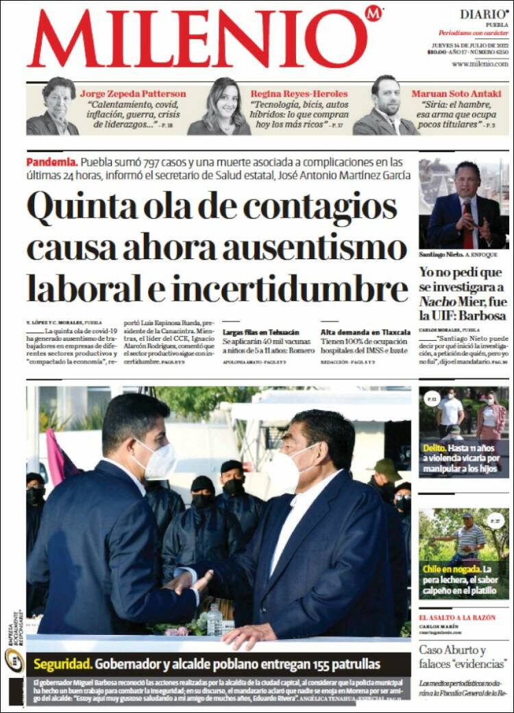 Portada de Milenio de Puebla (M&eacute;xico)