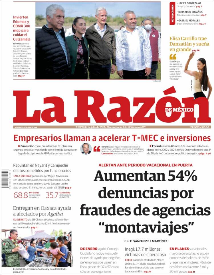 Portada de La Razón (M&eacute;xico)