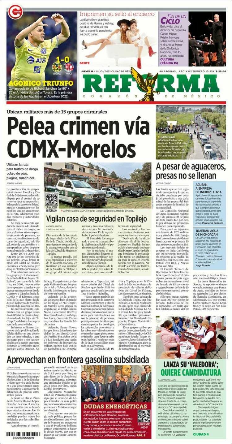 Portada de Reforma (M&eacute;xico)