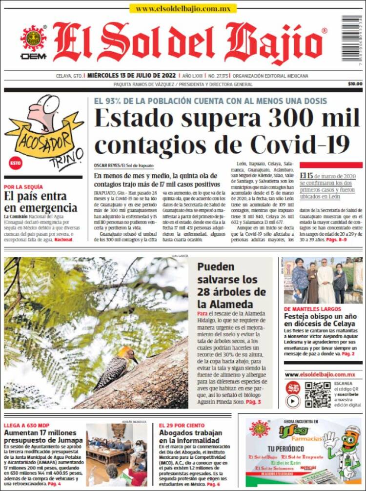 Portada de El Sol del Bajio (M&eacute;xico)