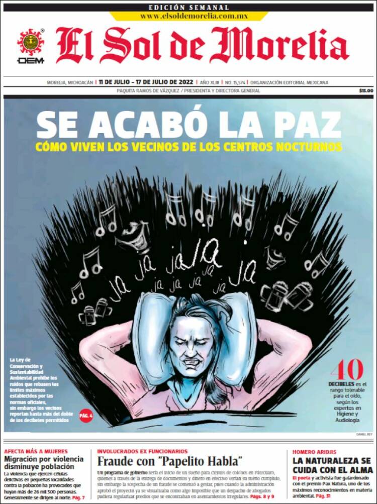 Portada de El Sol de Morelia (M&eacute;xico)