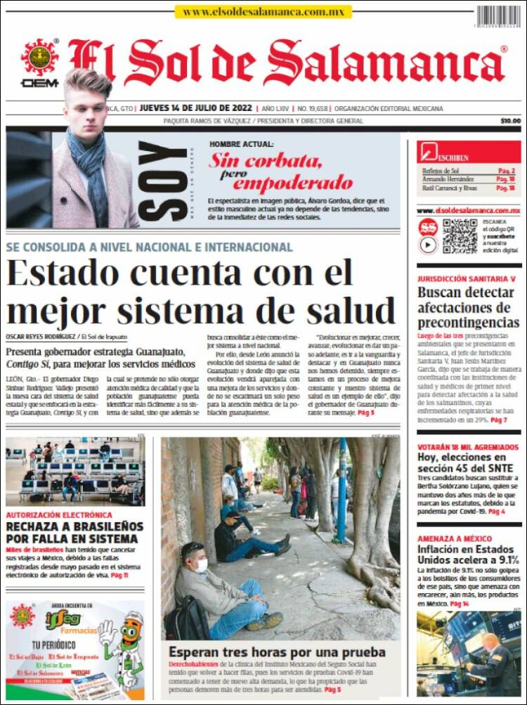Portada de El Sol de Salamanca (M&eacute;xico)