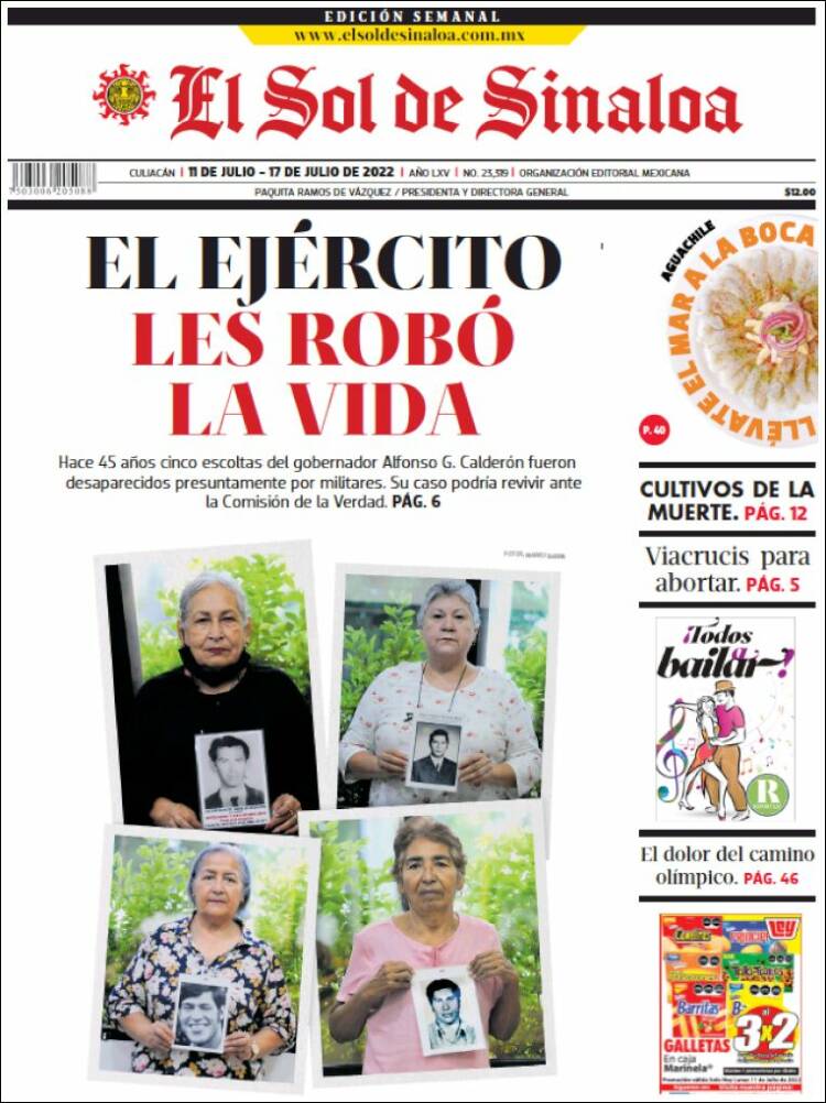 Portada de El Sol de Sinaloa (M&eacute;xico)