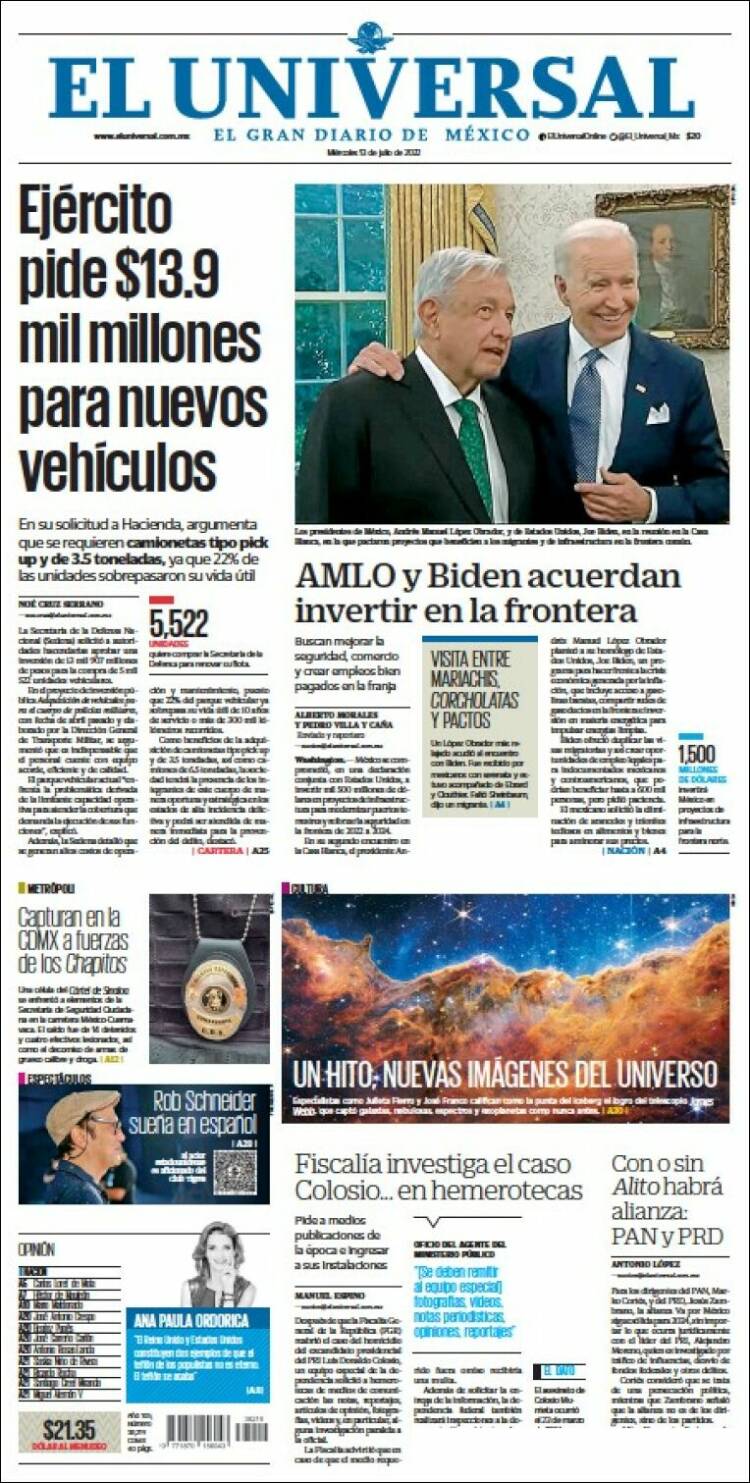 Portada de El Universal (M&eacute;xico)