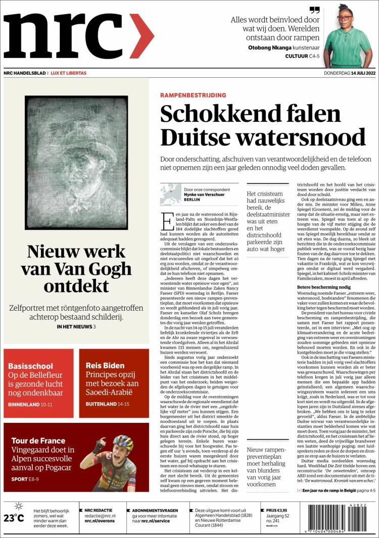 Portada de NRC Handelsblad (Pa&iacute;ses Bajos)