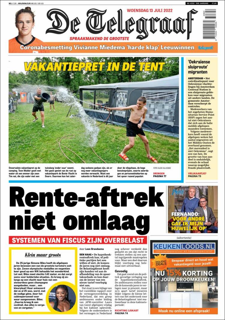 Portada de De Telegraaf (Pa&iacute;ses Bajos)