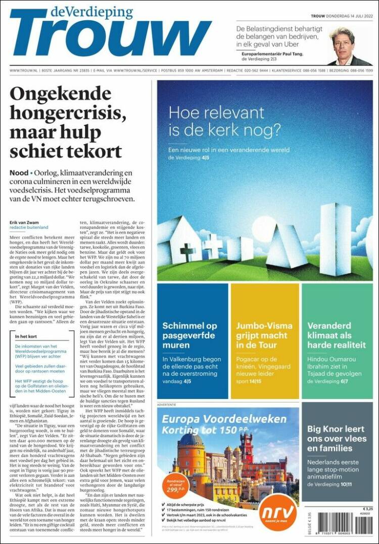 Portada de Trouw (Pa&iacute;ses Bajos)